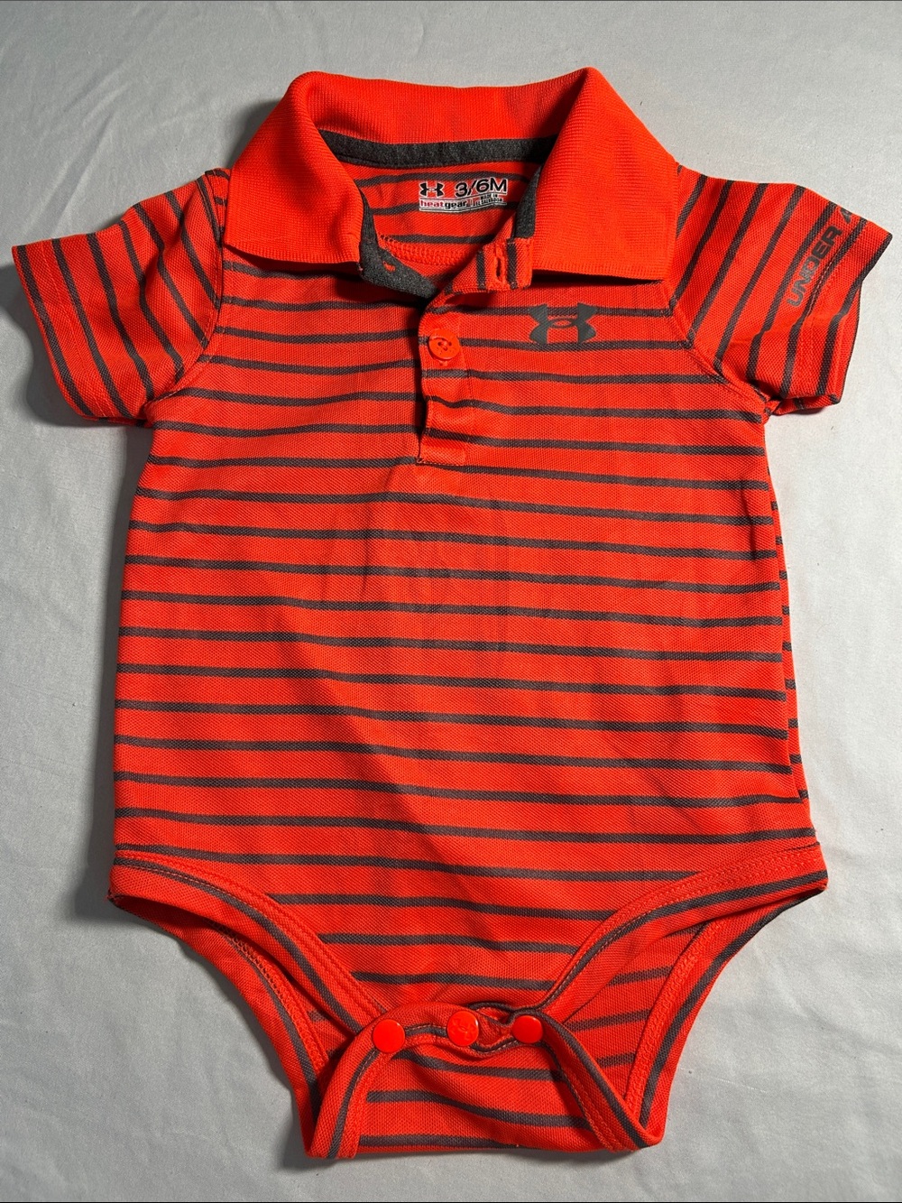 Under Armour Orange and Gray Striped Baby Polo Bodysuit